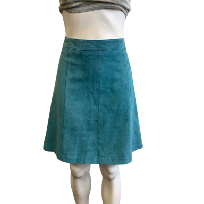 BNWT Laura Ashley Women's Size 14 Midi Leather Skirt Mosaic Blue 