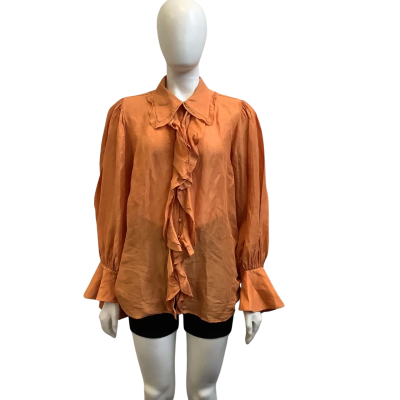 Country Road Womens  Size 14 Silk & Linen Blend Shirt Orange