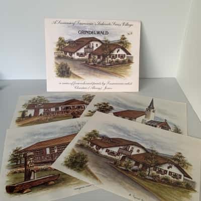 Four Souvenir Prints - Grindelwald Tas. by Christine (Alway) Jones