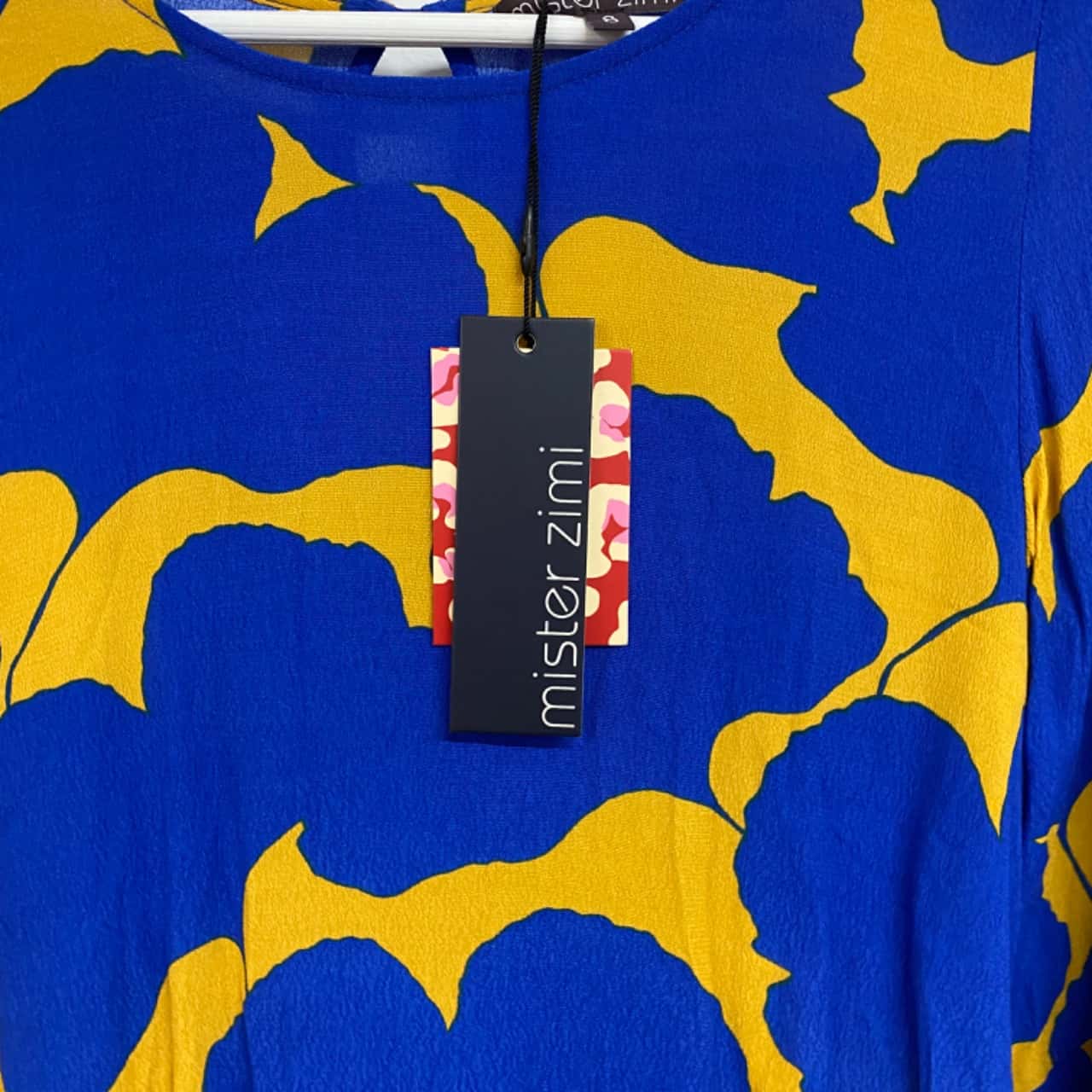 Womens size 8 Mr Zimi petal cobalt blue Shirts & Blouses Blue / Floral / Mustard (s)