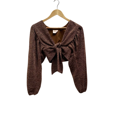 Showpo Womens  Size 6 Brown Long Sleeve Cropped Top