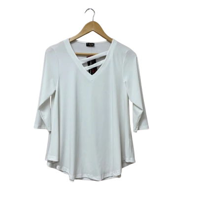 BNWT FOUR GIRLZ Womens Size 10 3/4 Sleeve Top Off White RRP $89.90