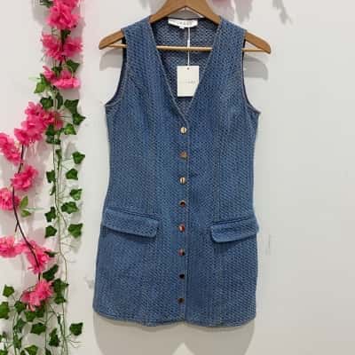 Curaae Womens Sleeveless Mini Dress Size L Blue 