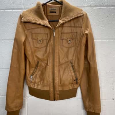 Mooloola Womens  Size 12 Leather Jacket Brown 