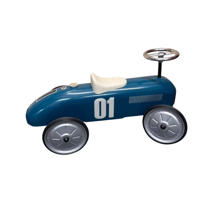 Kids Classic Vintage Racer Metal Ride On Push Car | Night Blue