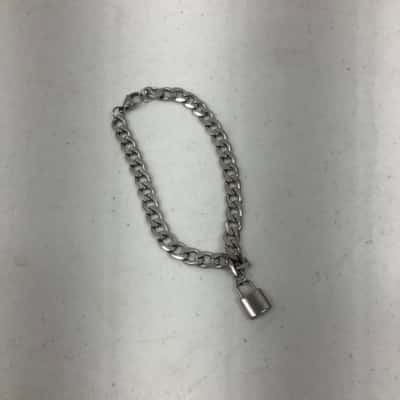 Mens SILVER COLOURED Padlock Chain Bracelet 
