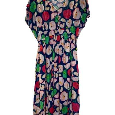 Proud Poppy Clothing Womens  Size 16 Sleeveless Dress  Beige / Navy Blue / Pattern 
