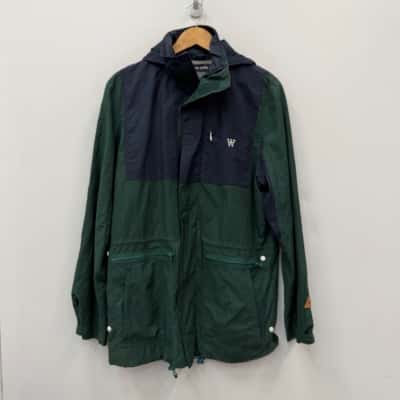 Wood Wood Blue/Green Wind Breaker Jacket - Size S 