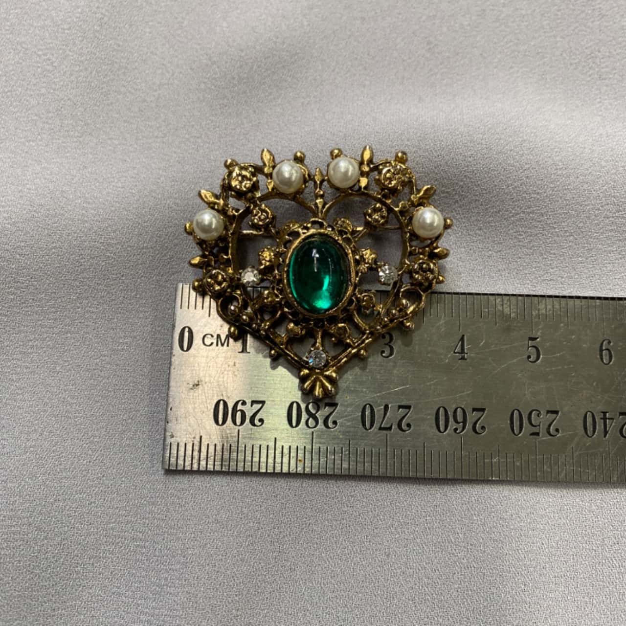 Broche Vintage Biche De Bere Paris - Cœur En Or, Pierre Topaze, Occasion