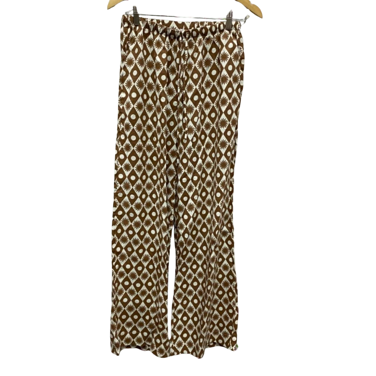 BNWT Womens SIZE 8 Brown Check Pants Stars Festival Boho RRP 49.95(s)