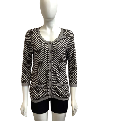 Marco Polo Womens  Size M Button-down Cardigan Black / White