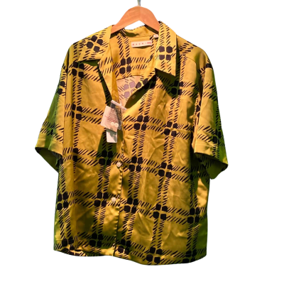 Uniqlo Womens  Size XL Short Sleeve Shirt Black  / Green / Pattern 
