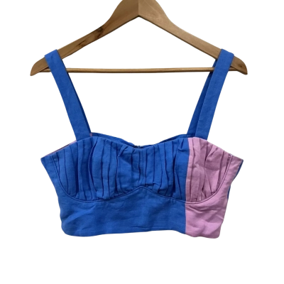 Mister Zimi Womens  Size 12 Cropped Top Blue / Pink  