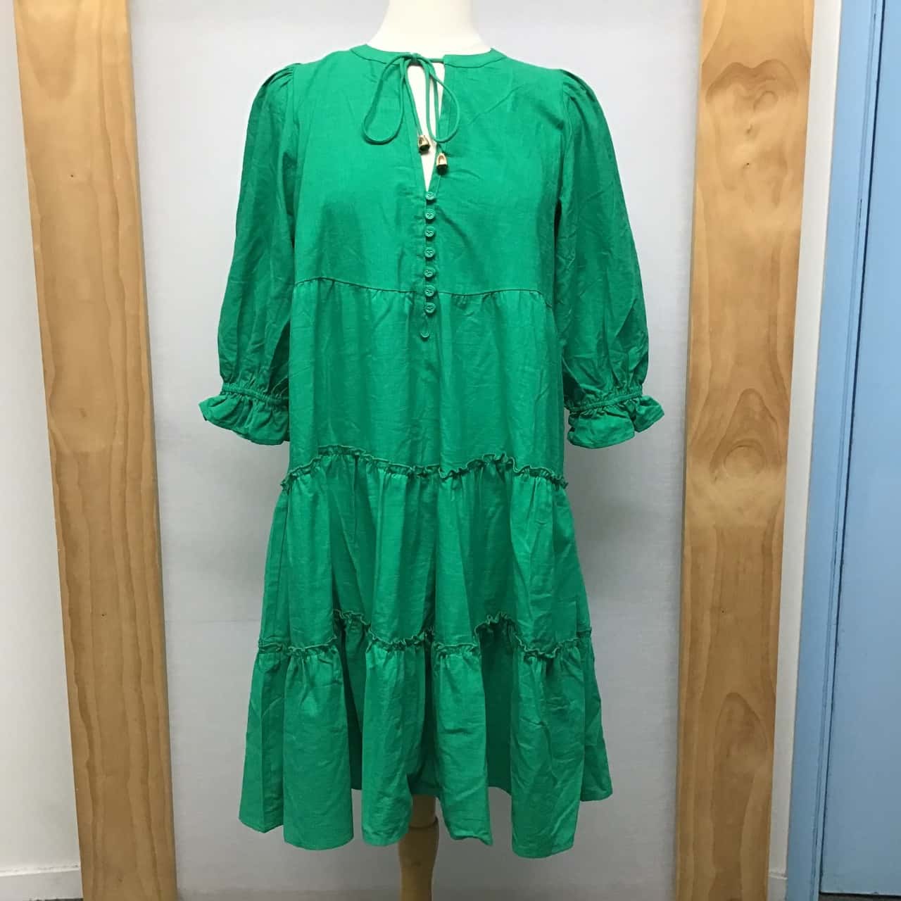 Orange Sherbert, Green babydoll dress, Size 14 16(s)