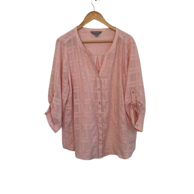Suzannegrae Womens  3/4 Sleeve Button-Up Top Size 16 Pink  