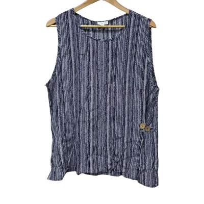 W. Lane Womens  Size 18 Sleeveless Top Navy Blue / Pattern / White 