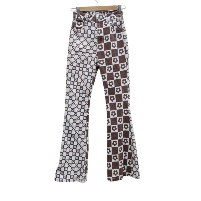 Ghanda Womens Size 8 Wide Legged Pants Brown / White (12)