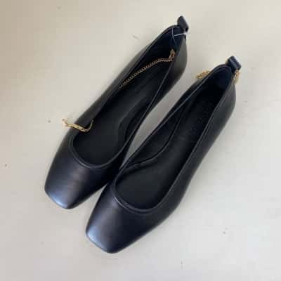 Seed Heritage Black Michaela Chain Balle Flats Shoes Size 37 