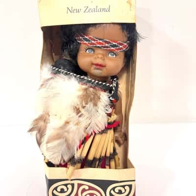 Vintage New Zealand Māori Souvenir Doll with Original Parr’s Souvenirs Box