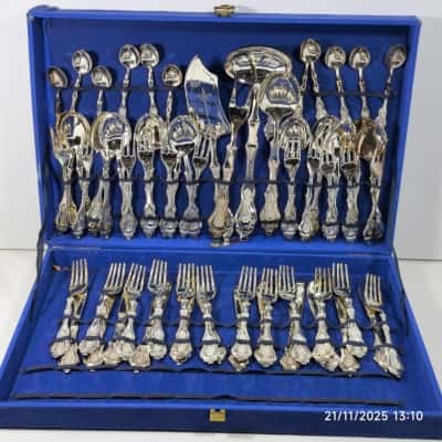 64pcs Silver Plated Cutlery Set Vintage Italy and As Is Carry Case PreOwned 