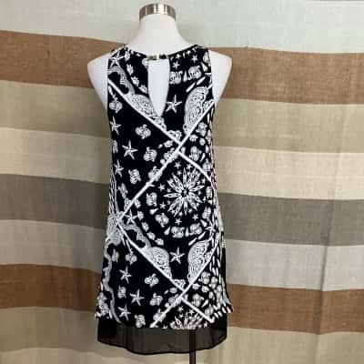 River Island Womens  Size 10 Casual Dress Black  / Pattern / White 