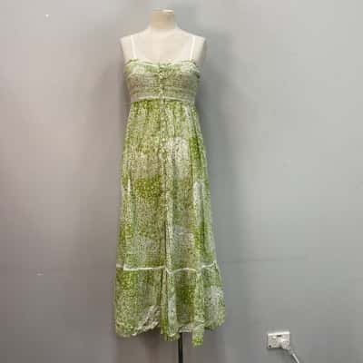 Ghanda Womens  Size S Maxi Dress Floral / Green / White 