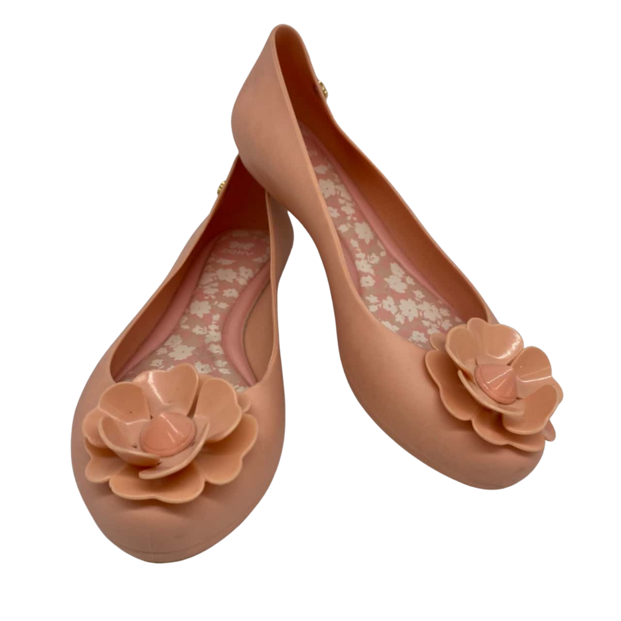 Zaxy Womens Scented Size7 Women's Apricot Ballet Jelly Rubber Flats Shoes with Flowers
