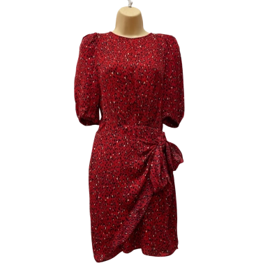Saba Womens  Size 6 Silk  Midi Dress Pattern / Red 