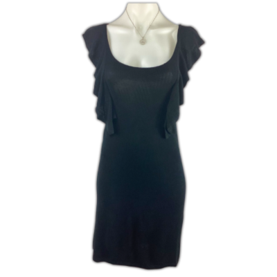 Forever New - Ruffle Sleeve Knitwear Dress Black (Size6)
