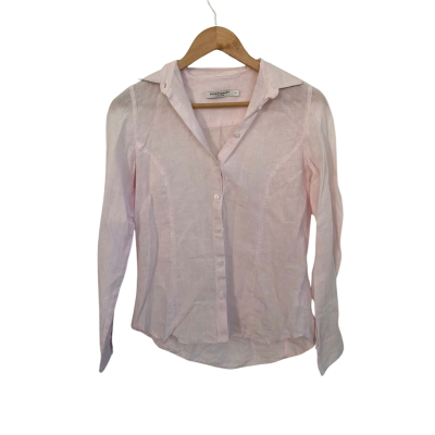 Sportscraft Womens Linen Size 6 Button Up Top / Long Sleeve Top Pink  