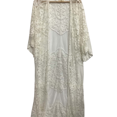  Womens White lace beaded kimono (i)