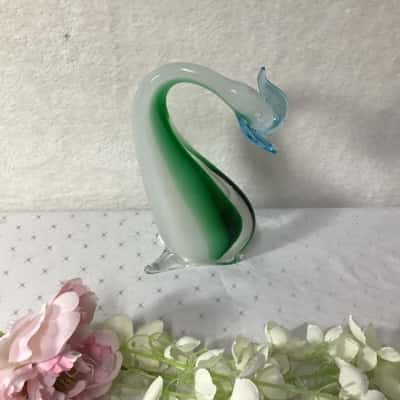 White / Green / Blue Glass Bird Figurine