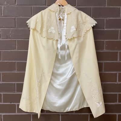 Vintage Baby christening Dress And Coat 3 Piece Set Size S Cream / Off White 