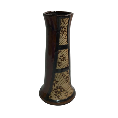 Tenmoku Pottery 12" Vase Hand Painted