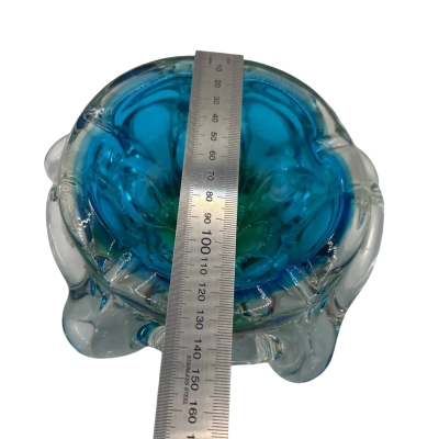 Vintage glass ashtray blue