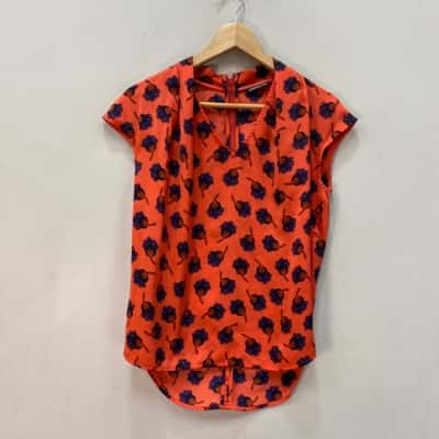 Country Road Womens  Size XXS Blouse Coral / Pattern 