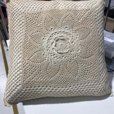 Hand crochet lace cushion cover 