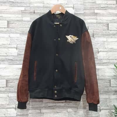 Kosciusko Mens  Size L Bomber Jacket Black  / Brown 