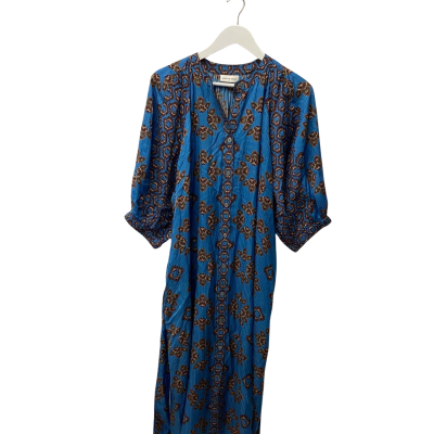Megan Park Womens  Size L Midi Dress Blue / Brown 