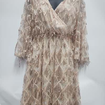 Something For Sarah Womens  Size 12 Midi Dress Peach / Rose Gold 