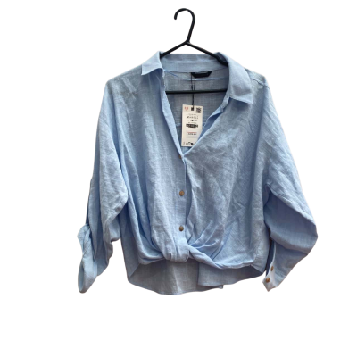 Zara Womens Size M Sky Blue Button Up Top