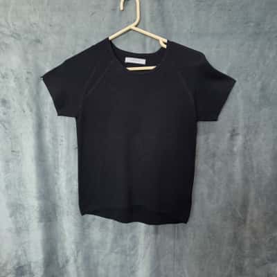 Oroton Womens Size L Short Sleeve Top Black  