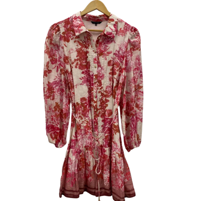 Portmans Women's Long Sleeves Dress Size 16 Cream / Floral / Pink  