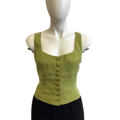 Nude Lucy Women's Size S Button Down Tank Top Green 