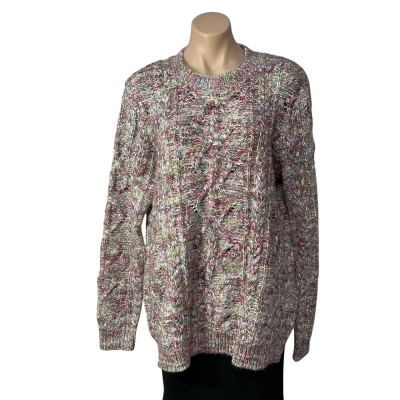 Yarra Trail Womens Size XL Multicoloured Cable Pattern Crew Neck Jumper 