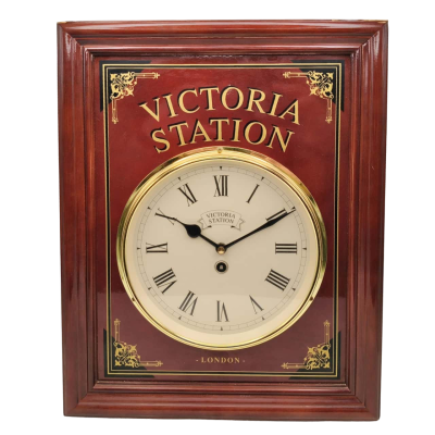Vintage Style Wall Clock With Japanese Movement - Victoria Station - Tested Working Fine 43 x 34cm  (brica cubes)