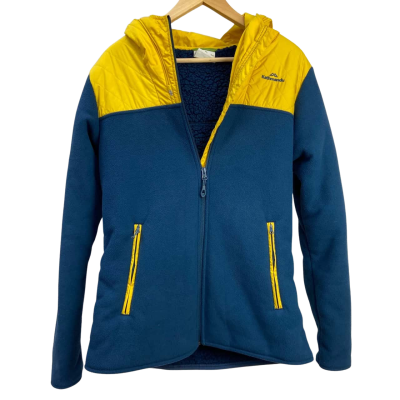 Kathmandu - Womens Fleece Jacket with Fold-away Hood - Size M - Blue / Yellow 