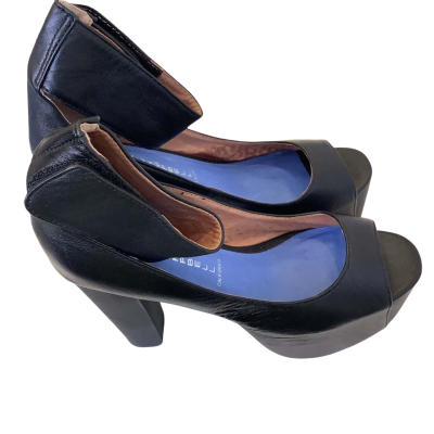 Jeffrey Campbell Womens AUS Size 7.5M Girl Crush Leather Heels Black