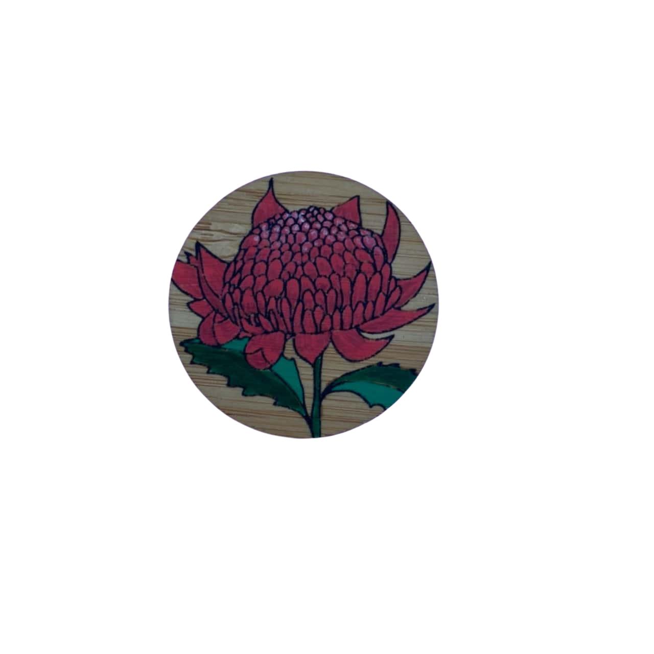 Wooden flower brooch