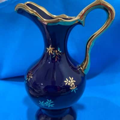 L images France Cobalt Blue and Gold mini pitcher